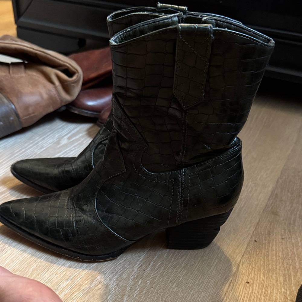 Coconuts by Matisse Dark Crocodile Heeled Boots